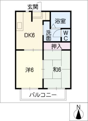 フレグランス緑(2DK/1階)の間取り写真