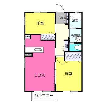 シャリテA(2LDK/2階)の間取り写真