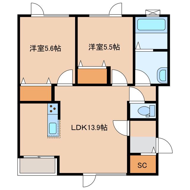 グランメゾン(2LDK/2階)の間取り写真