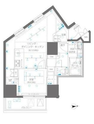 ZOOM信濃町 ZOOM信濃町(1LDK/12階)の間取り写真