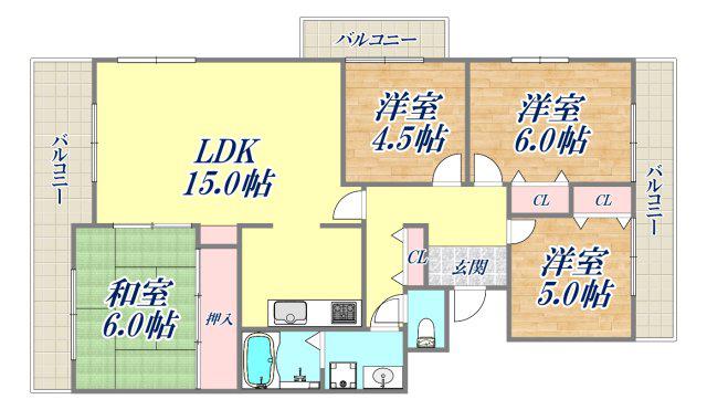 ドムス門戸(4LDK/1階)の間取り写真