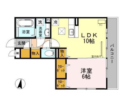カサデルソル(1LDK/1階)の間取り写真