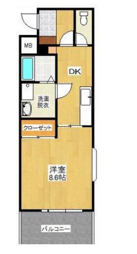 セカンドキャビン(1DK/2階)の間取り写真
