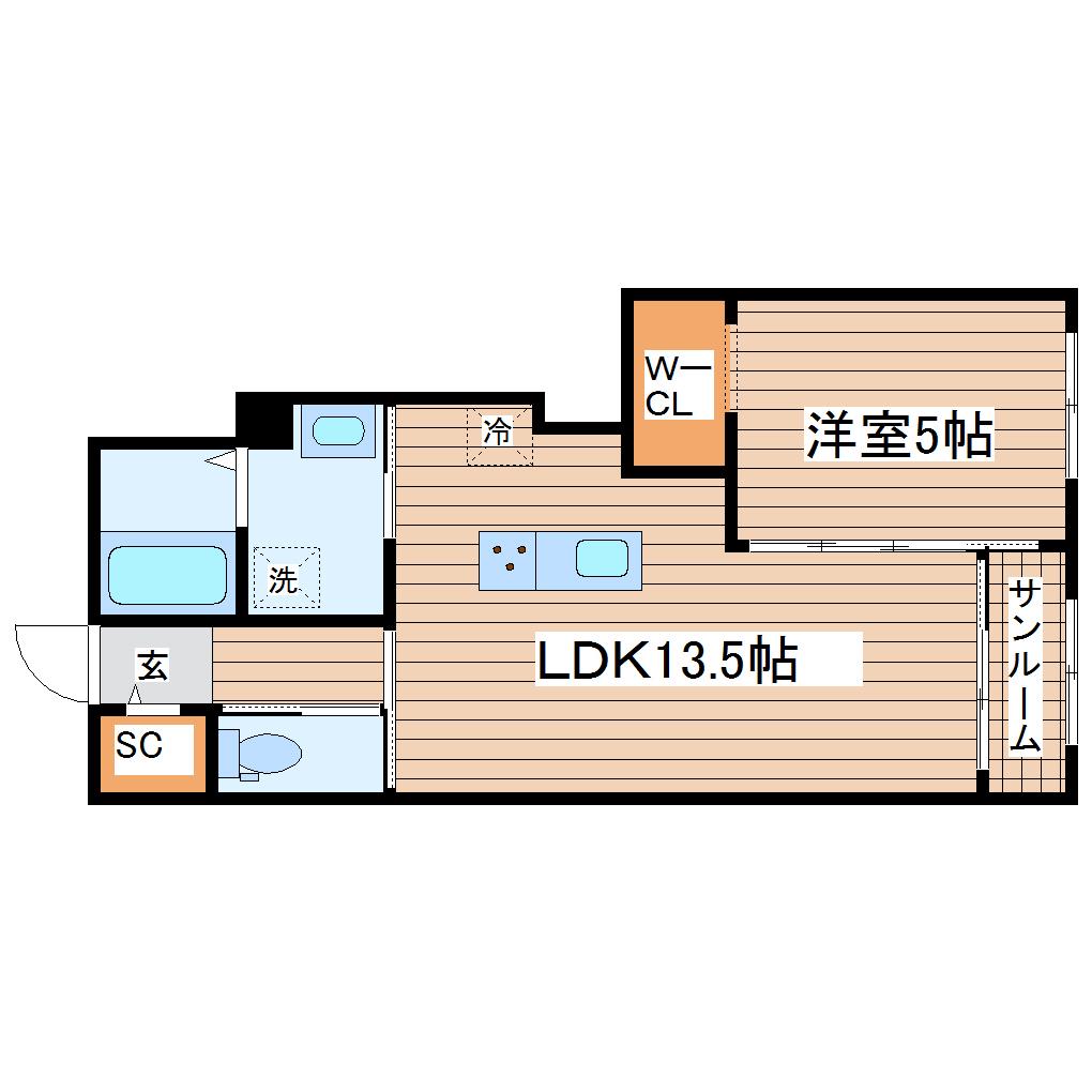 LIFE CUBE 0(1LDK/1階)の間取り写真