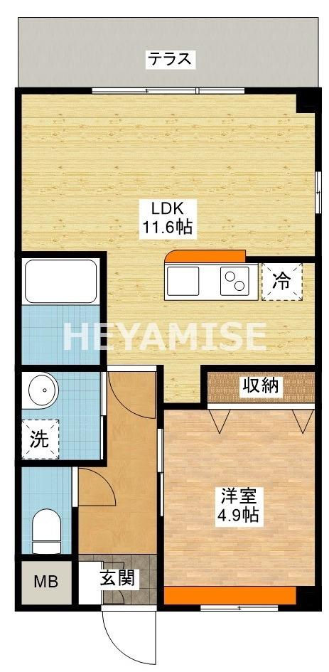 KO OLINA(1LDK/1階)の間取り写真