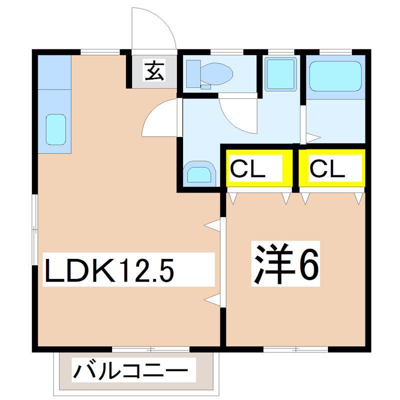 ランバーG(1LDK/2階)の間取り写真
