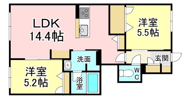 アミコートI(2LDK/1階)の間取り写真