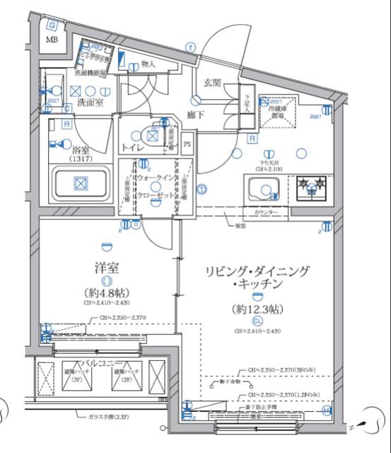 ALIVIS新江古田(1LDK/3階)の間取り写真