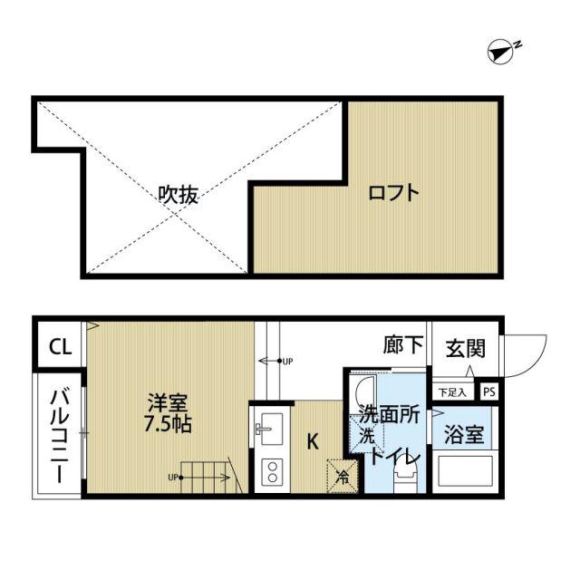 メルヴェーユ和白(1K/2階)の間取り写真
