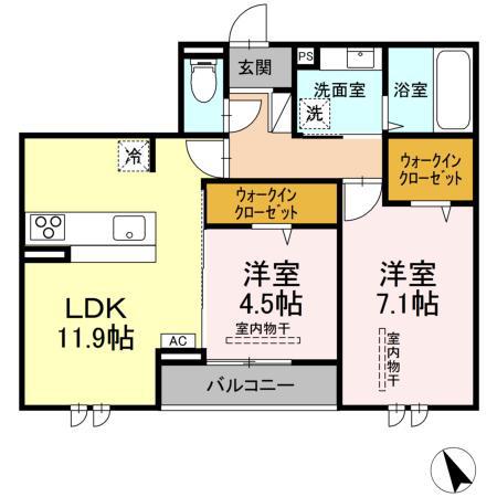 メゾン・ロワール(2LDK/3階)の間取り写真
