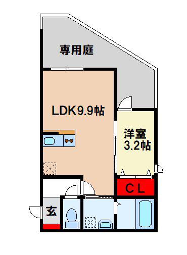 スペリオーレ二日市(1LDK/1階)の間取り写真