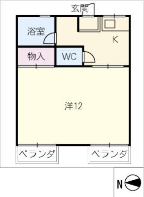 岡戸ビル(1K/4階)の間取り写真