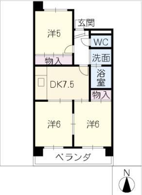 第2サンヨーマンション(3DK/4階)の間取り写真