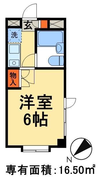 ビーホームビル(1K/2階)の間取り写真