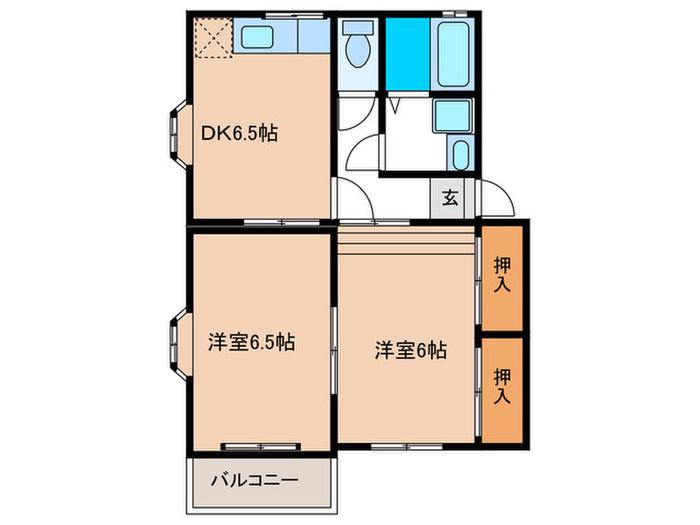 ファミール矢野(2DK/2階)の間取り写真