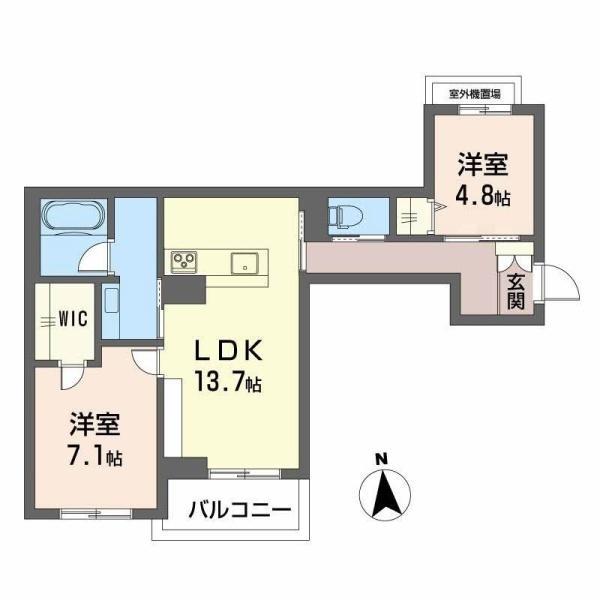 チェルシー 西津田 イースト(2LDK/2階)の間取り写真