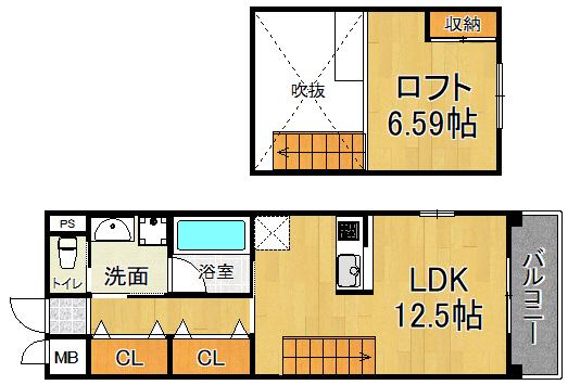 クレヴィア(1K/3階)の間取り写真