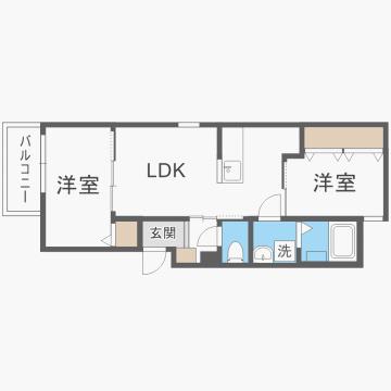 HALE LEA笹原(2LDK/1階)の間取り写真