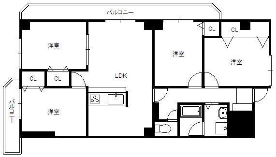 ロージュマン黄金町(4LDK/3階)の間取り写真