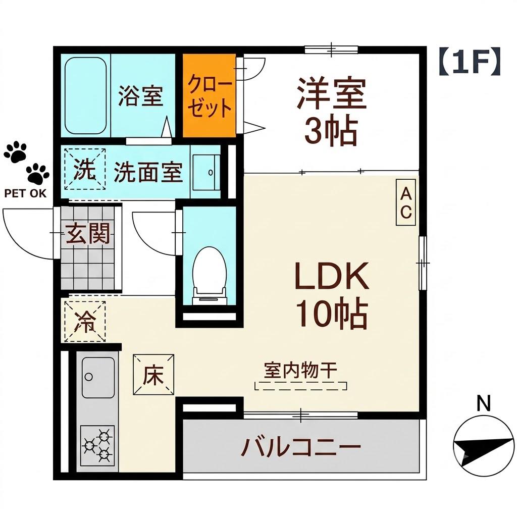グレイス海田市駅前(1LDK/1階)の間取り写真