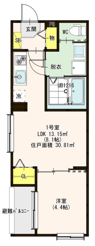 HARMONY TERRACE 本陣(1LDK/1階)の間取り写真