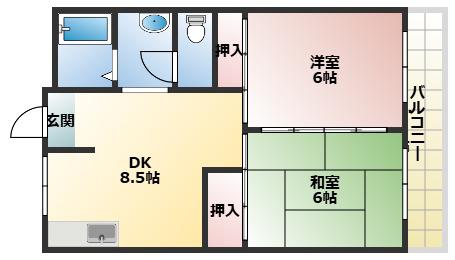 グリーンヒル舞子B(2DK/2階)の間取り写真