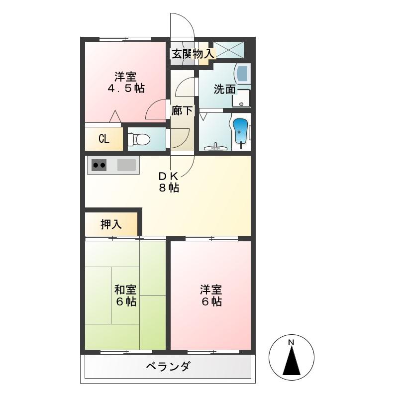 クレールメゾン扇(3DK/3階)の間取り写真