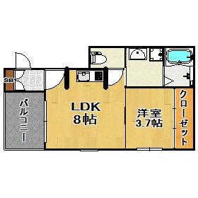 フェリシア(1LDK/3階)の間取り写真