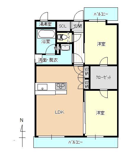 ラ・レジェンダ九品寺(2LDK/6階)の間取り写真