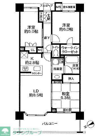 アンビシャスシティ越谷(3LDK/3階)の間取り写真