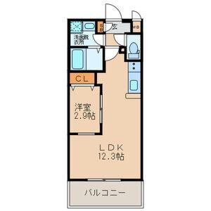 リュシオールレジデンス(1LDK/4階)の間取り写真