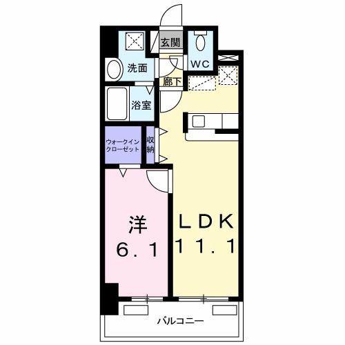 エヴァーグリーンR(1LDK/2階)の間取り写真