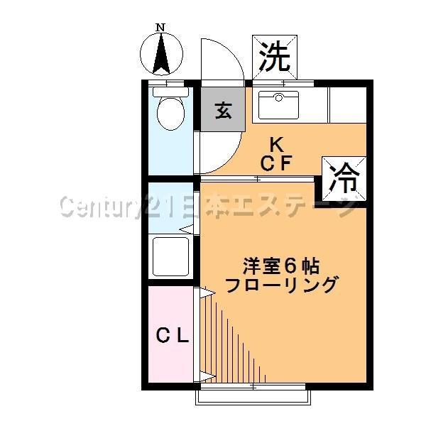 第一清美荘(1K/2階)の間取り写真