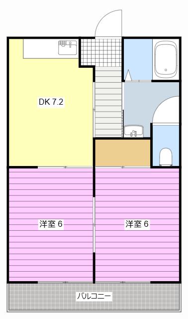 レクセル亀の甲(2DK/1階)の間取り写真
