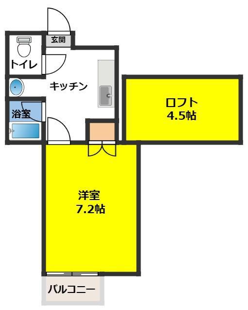 ピースフルI(1K/2階)の間取り写真