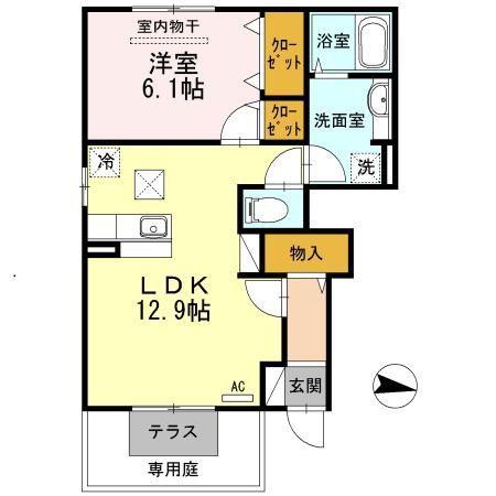 パルティール ハバラ(1LDK/1階)の間取り写真