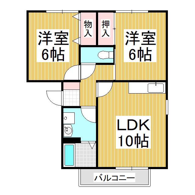 パークタウン桜堂 B(2LDK/1階)の間取り写真