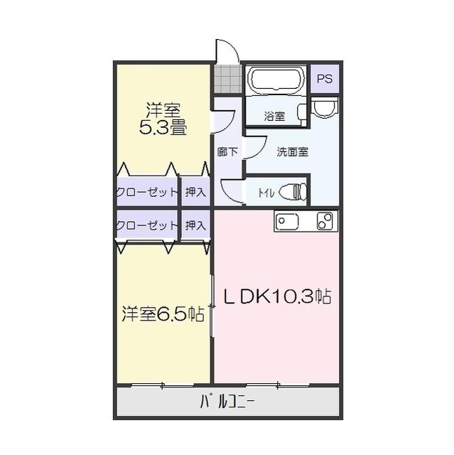 サンガーデン・II(2LDK/3階)の間取り写真