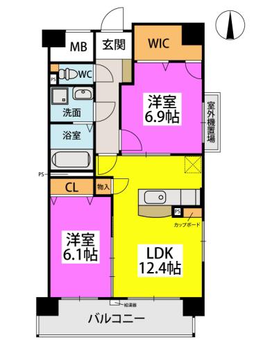 エクセレント下山門IV(2LDK/3階)の間取り写真