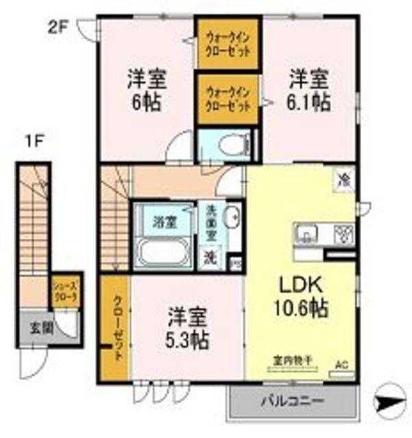 アンソレイエ(3LDK/2階)の間取り写真