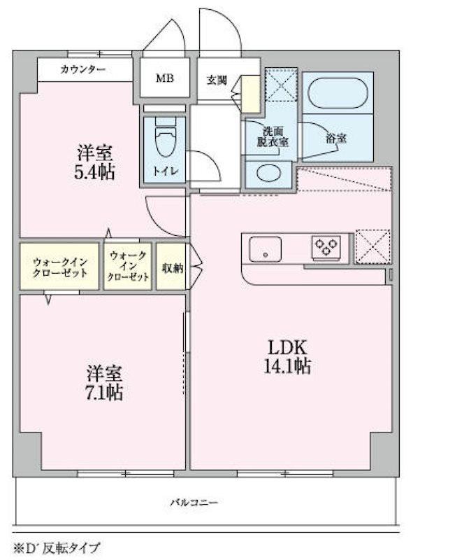 GRANVEIL-K(2LDK/5階)の間取り写真