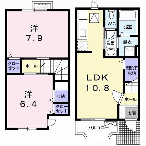 ミルト池島I(2LDK/1階)の間取り写真