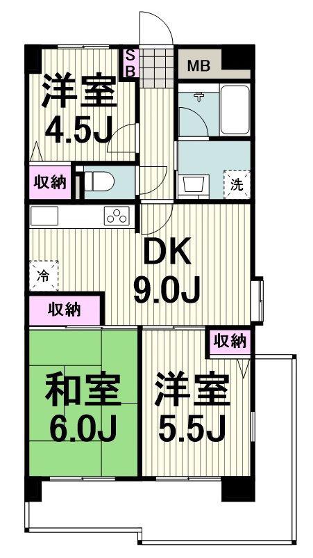 グリーンピュア荏田(3DK/1階)の間取り写真