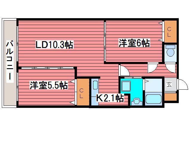 ノースパレス福住弐番館(2LDK/3階)の間取り写真