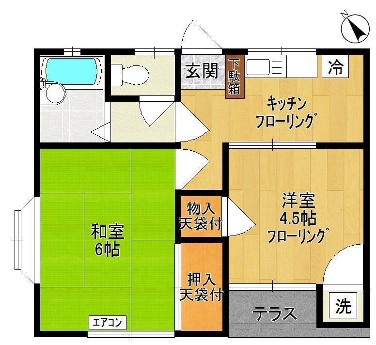 パルコート登戸(2K/1階)の間取り写真