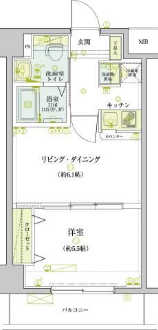 リヴシティ錦糸町弐番館(1LDK/3階)の間取り写真