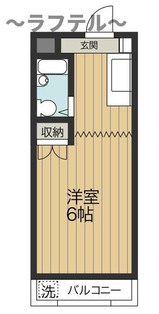 インセゾン弐番館(ワンルーム/2階)の間取り写真