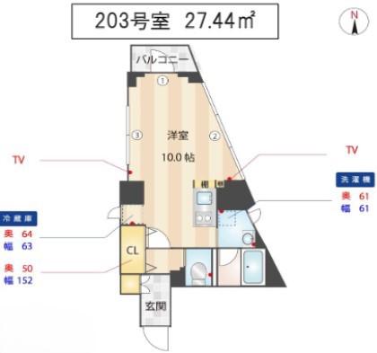 クーカイテラス恵比寿(ワンルーム/2階)の間取り写真