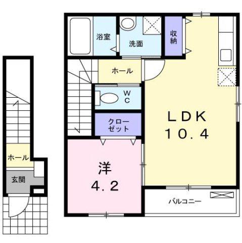 カレント(1LDK/2階)の間取り写真