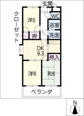 ファミーユK・Y(3DK/3階)の間取り写真